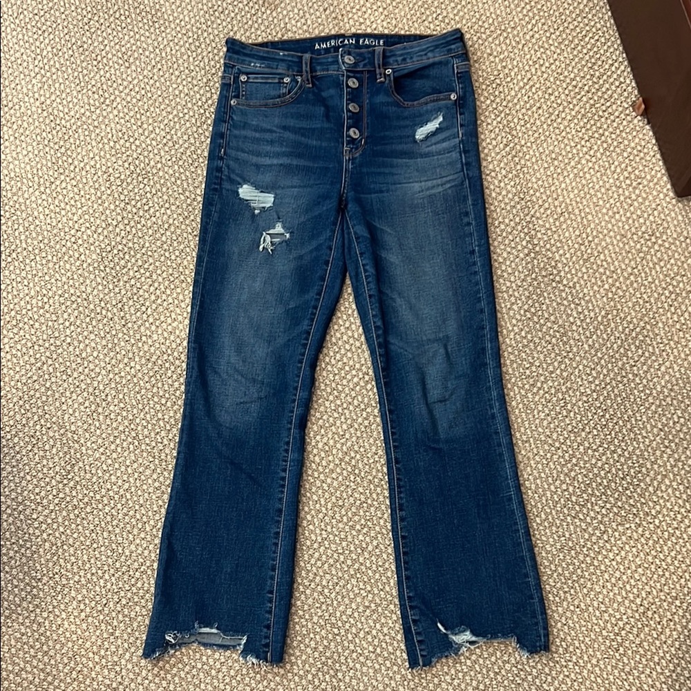 American Eagle Outfitters Blue Flare Wide Leg Jeans